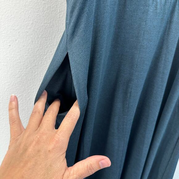 Quince Flowknit Breeze Fit & Flare Dress Navy Med - Picture 8 of 15